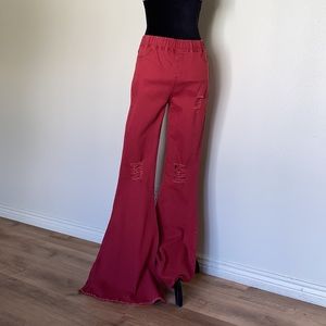 Aaron & Amber Claire distressed flare pants